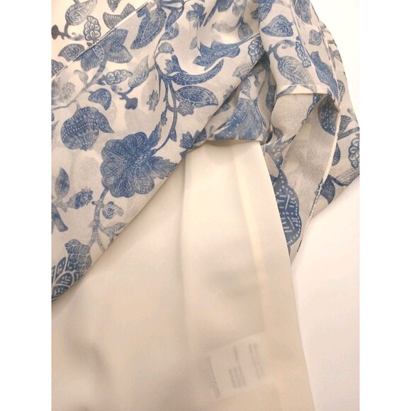 Sachin & Babi Dress Sz Small Blue Floral Shirred Mini w/ Baloon Sleeve Lined NWT - Picture 12 of 16